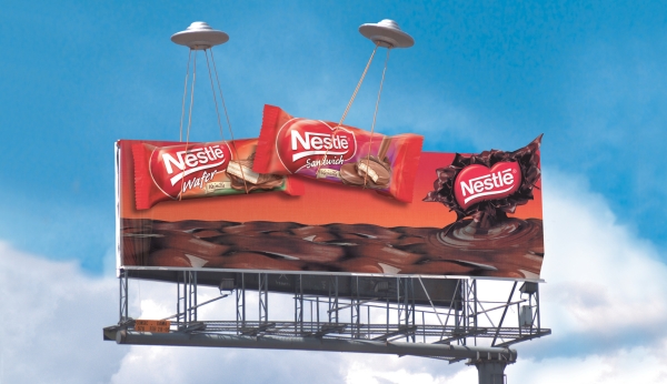 Minimalist creative billboard example of cool billboard ads with simple branding